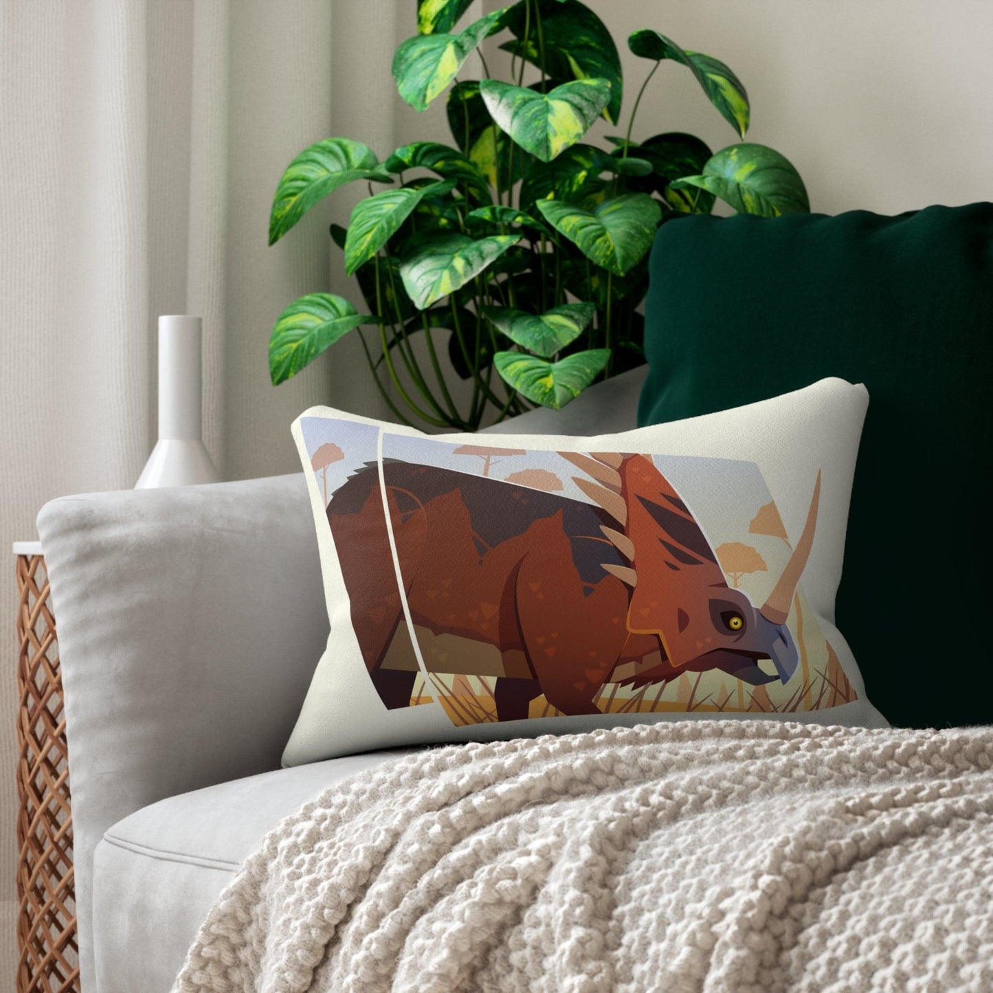 Styracosaurus vs. Charonosaurus Lumbar Pillow Set - 2 pieces - Pillow - Dino Room