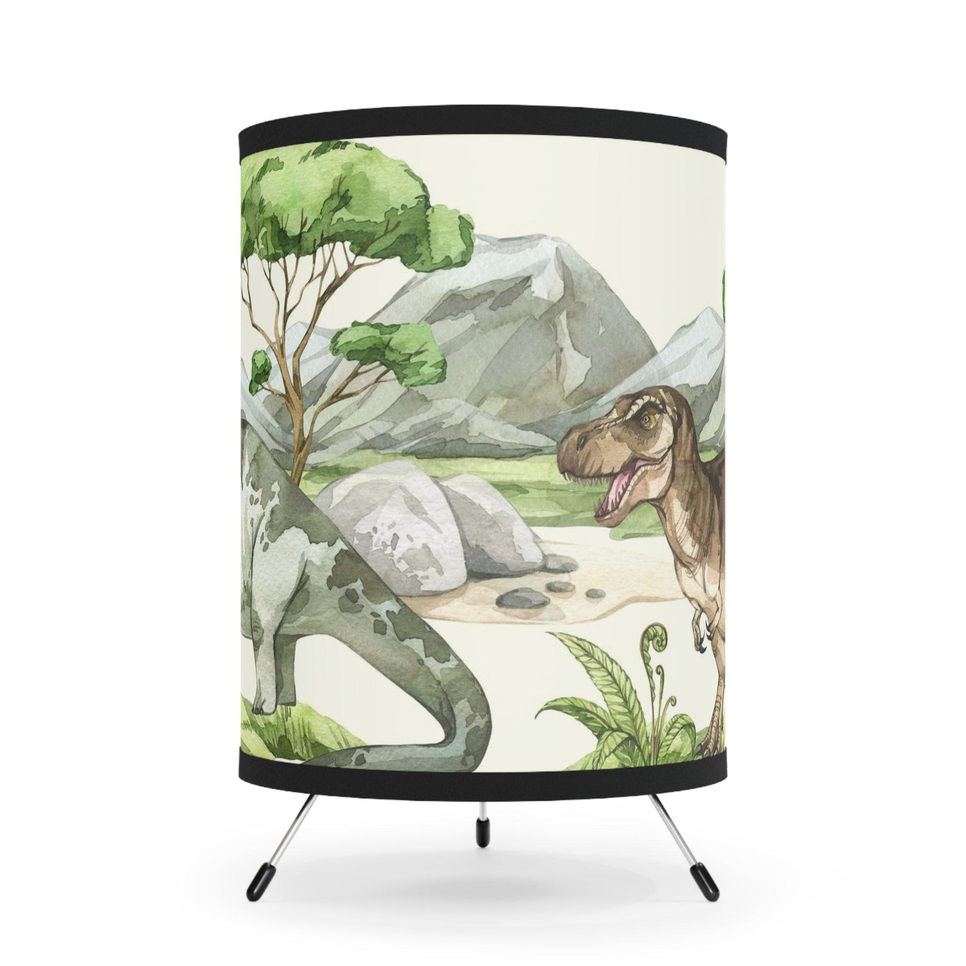 T-Rex vs Brontosaurus Tripod Lamp - Home Decor - Dino Room