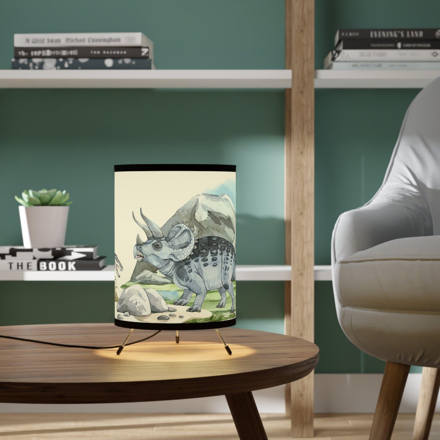 Raptors vs Triceratops Tripod Lamp - Home Decor - Dino Room