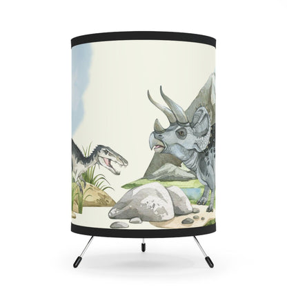 Raptors vs Triceratops Tripod Lamp - Home Decor - Dino Room