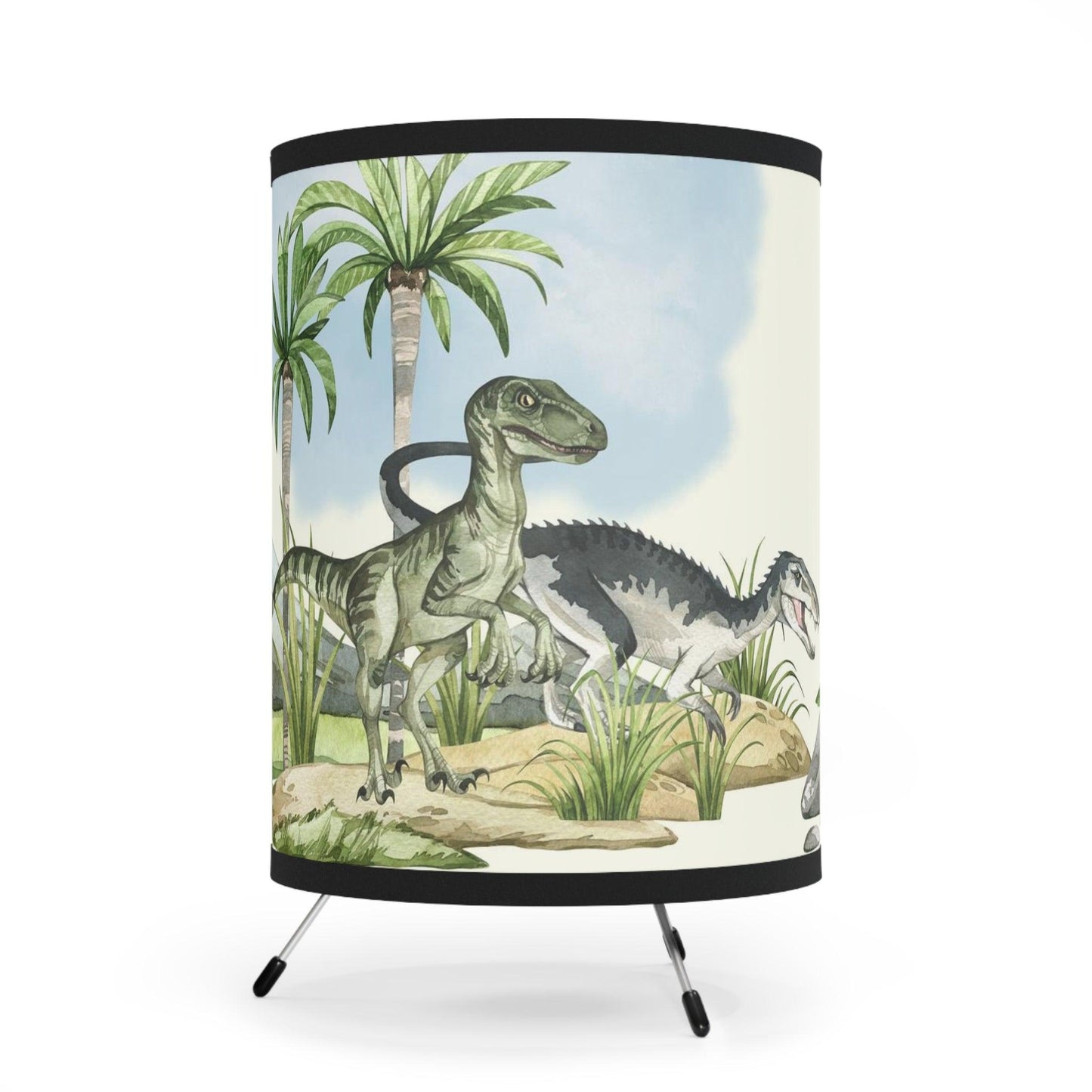 Raptors vs Triceratops Tripod Lamp - Home Decor - Dino Room