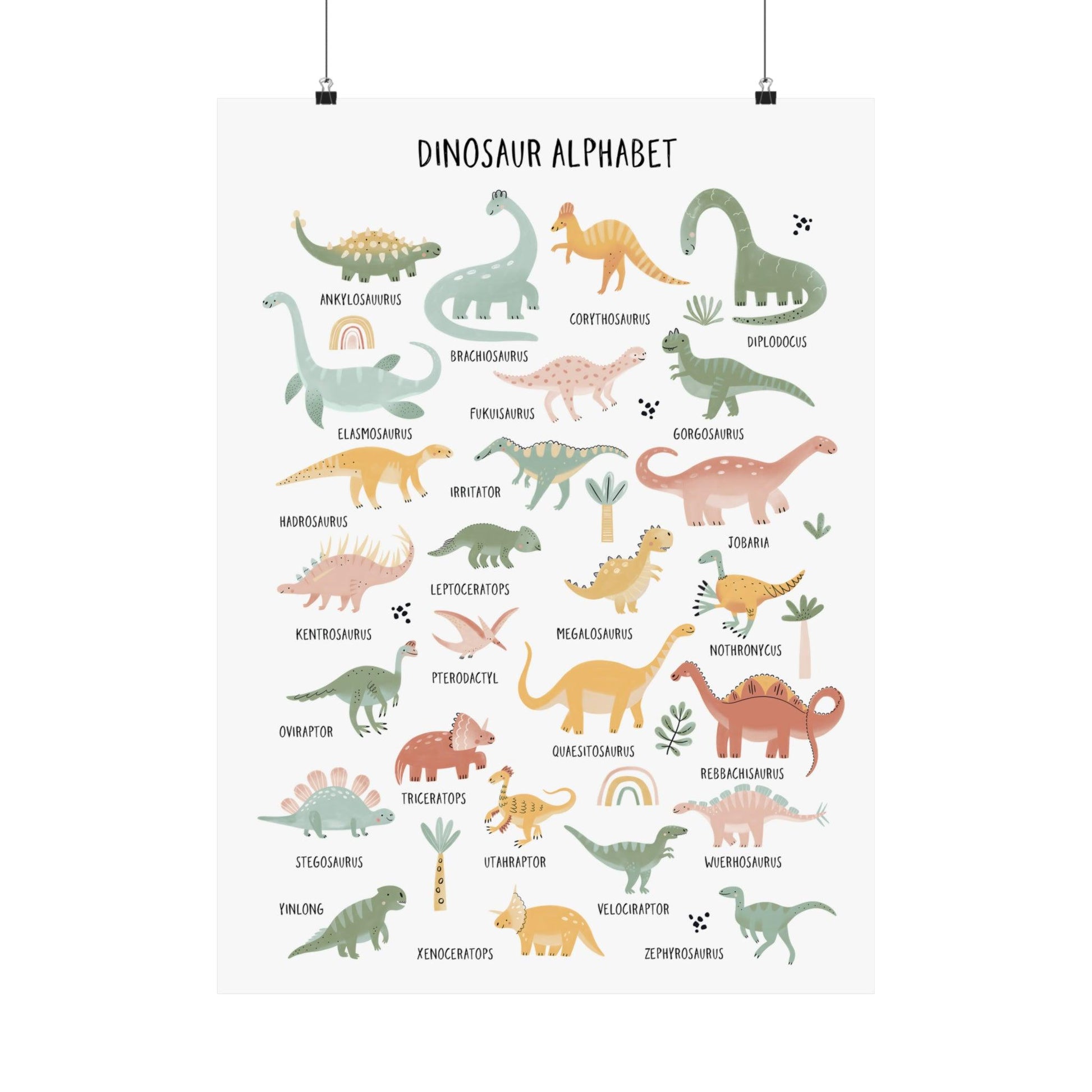 Cute Dinosaurs Alphabet Poster - Poster - Dino Room