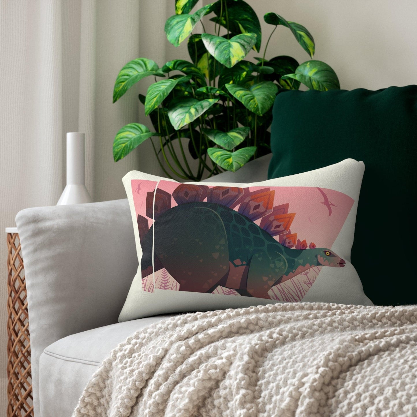 Stegosaurus Lumbar Pillow - Home Decor - Dino Room