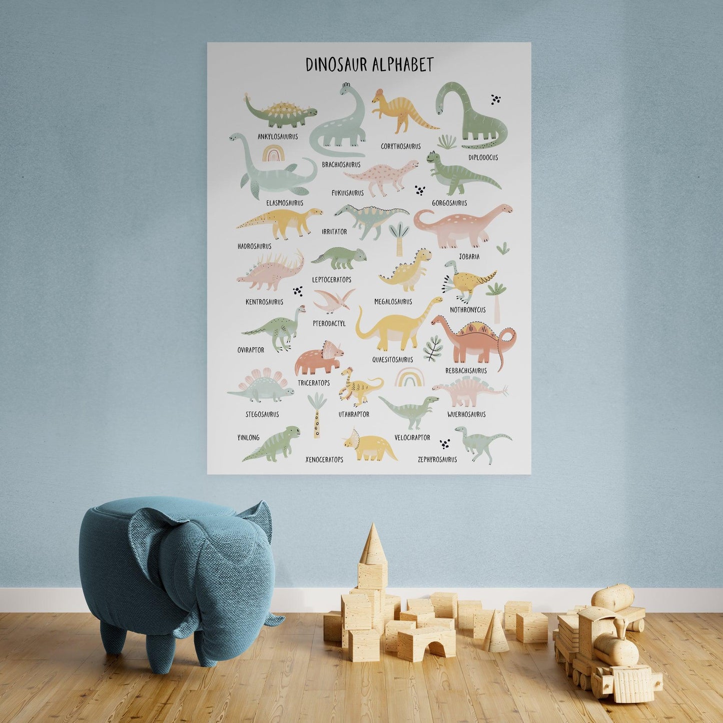 Cute Dinosaurs Alphabet Poster - Poster - Dino Room