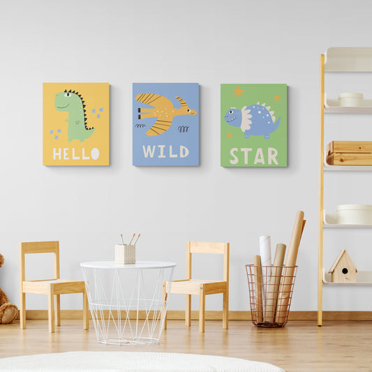 Mini Dino Trio - 3-Piece Canvas Bundle - Canvas - Dino Room