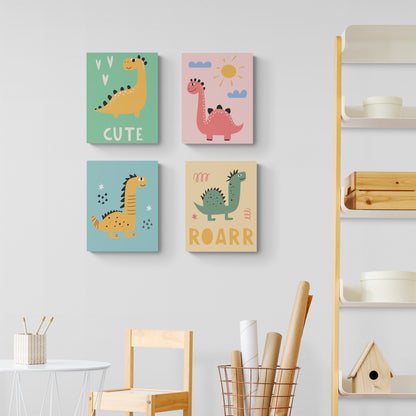 Roaring Dino Quartet - 4-Piece Canvas Bundle - Canvas - Dino Room