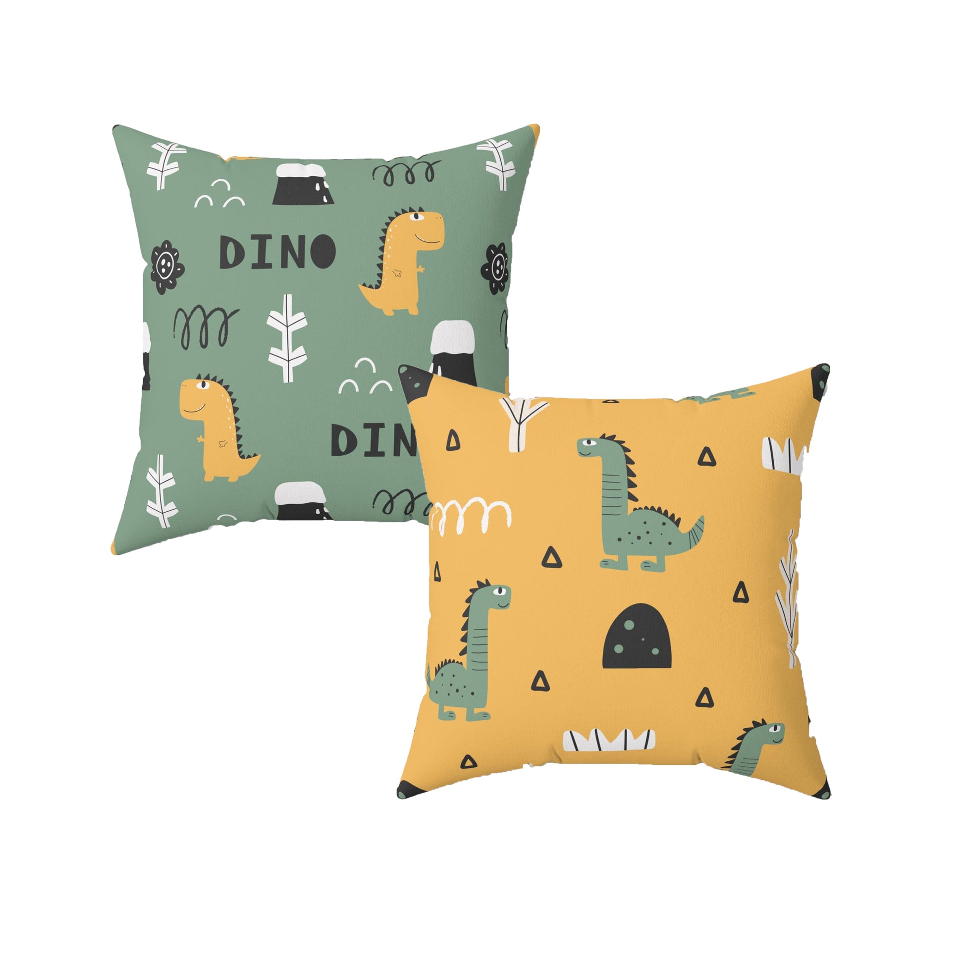 Dino Pals Throw Pillows - Green & Yellow 2-Piece Set - Pillow - Dino Room