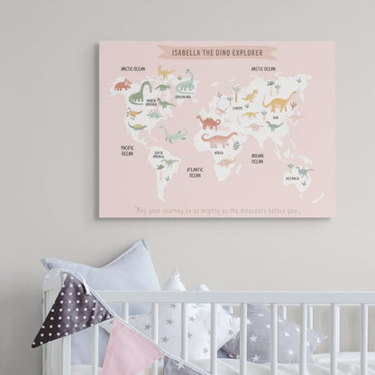 Personalized Baby Dinosaur World Map
