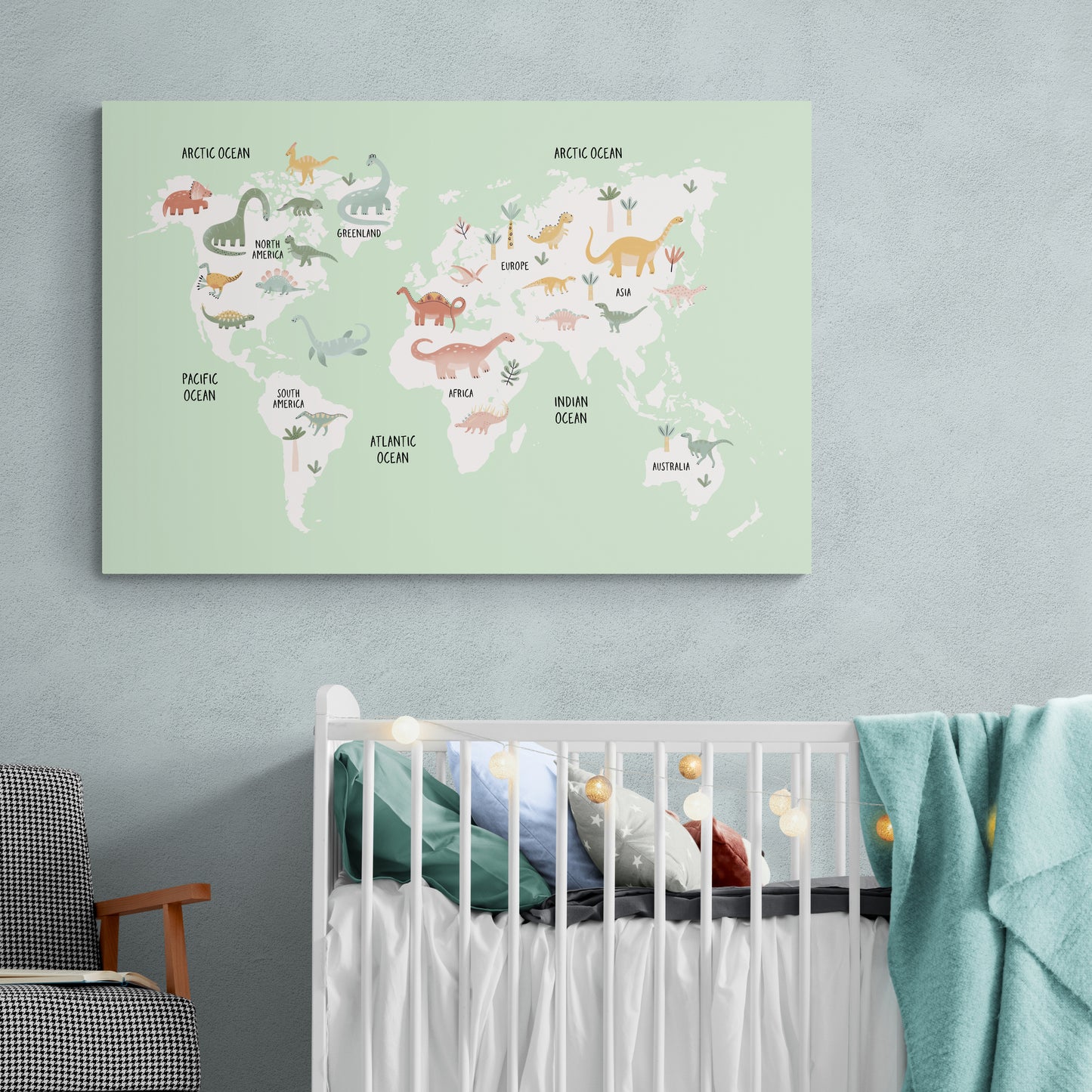 Baby Dinosaur World Map