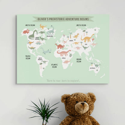 Personalized Baby Dinosaur World Map