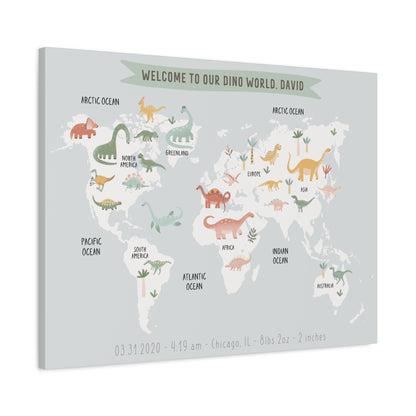 Personalized Baby Dinosaur World Map