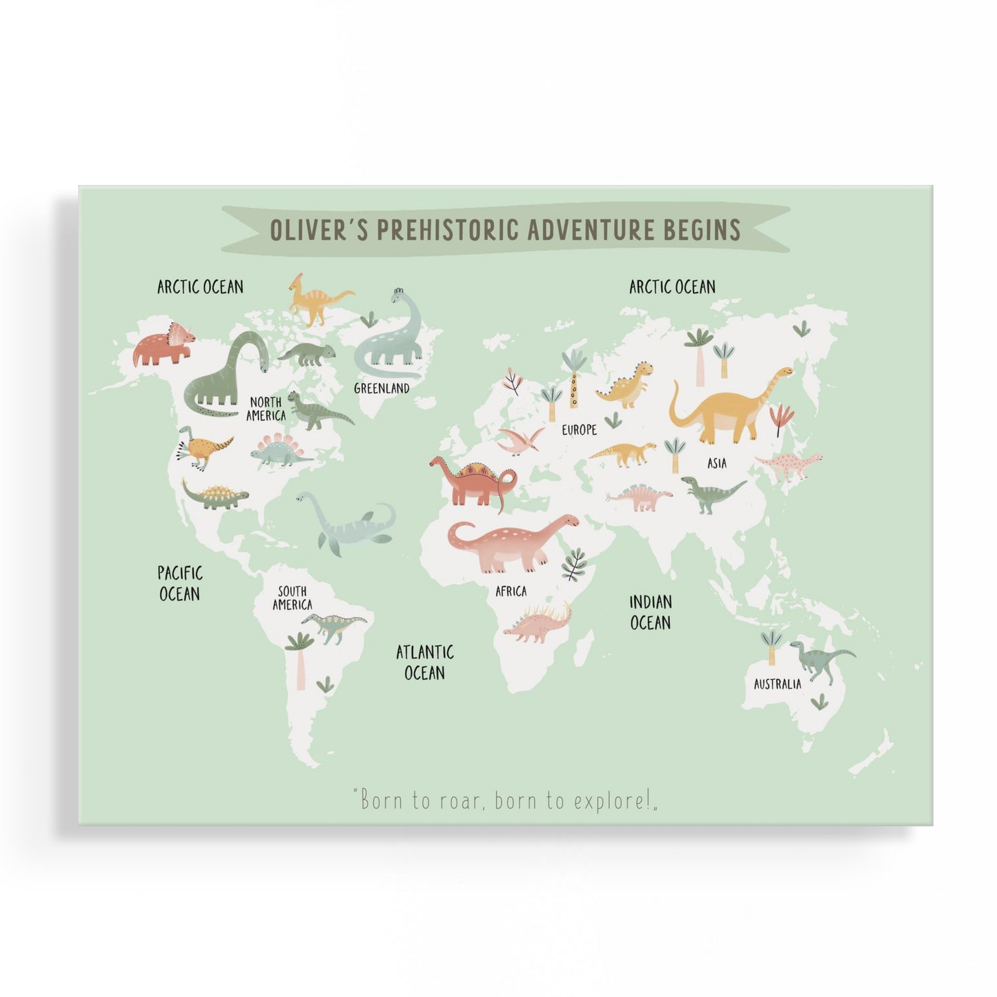 Personalized Baby Dinosaur World Map