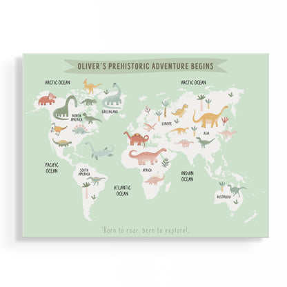 Personalized Baby Dinosaur World Map