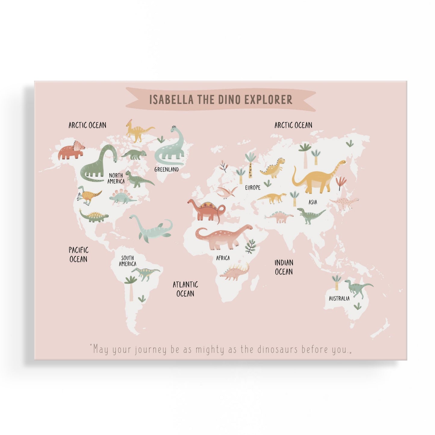 Personalized Baby Dinosaur World Map