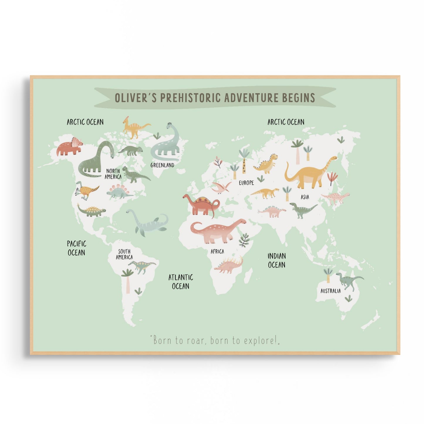 Personalized Baby Dinosaur World Map