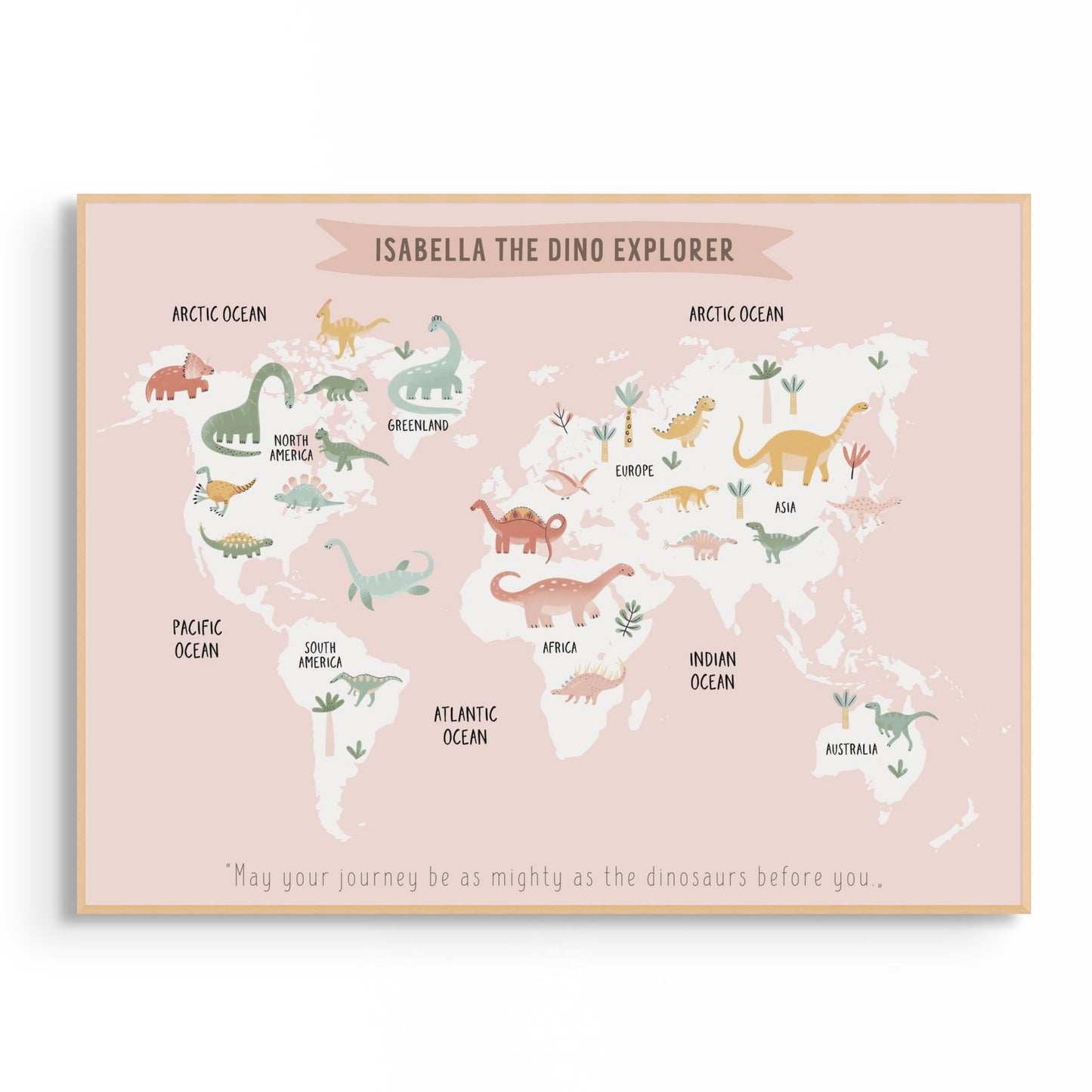 Personalized Baby Dinosaur World Map