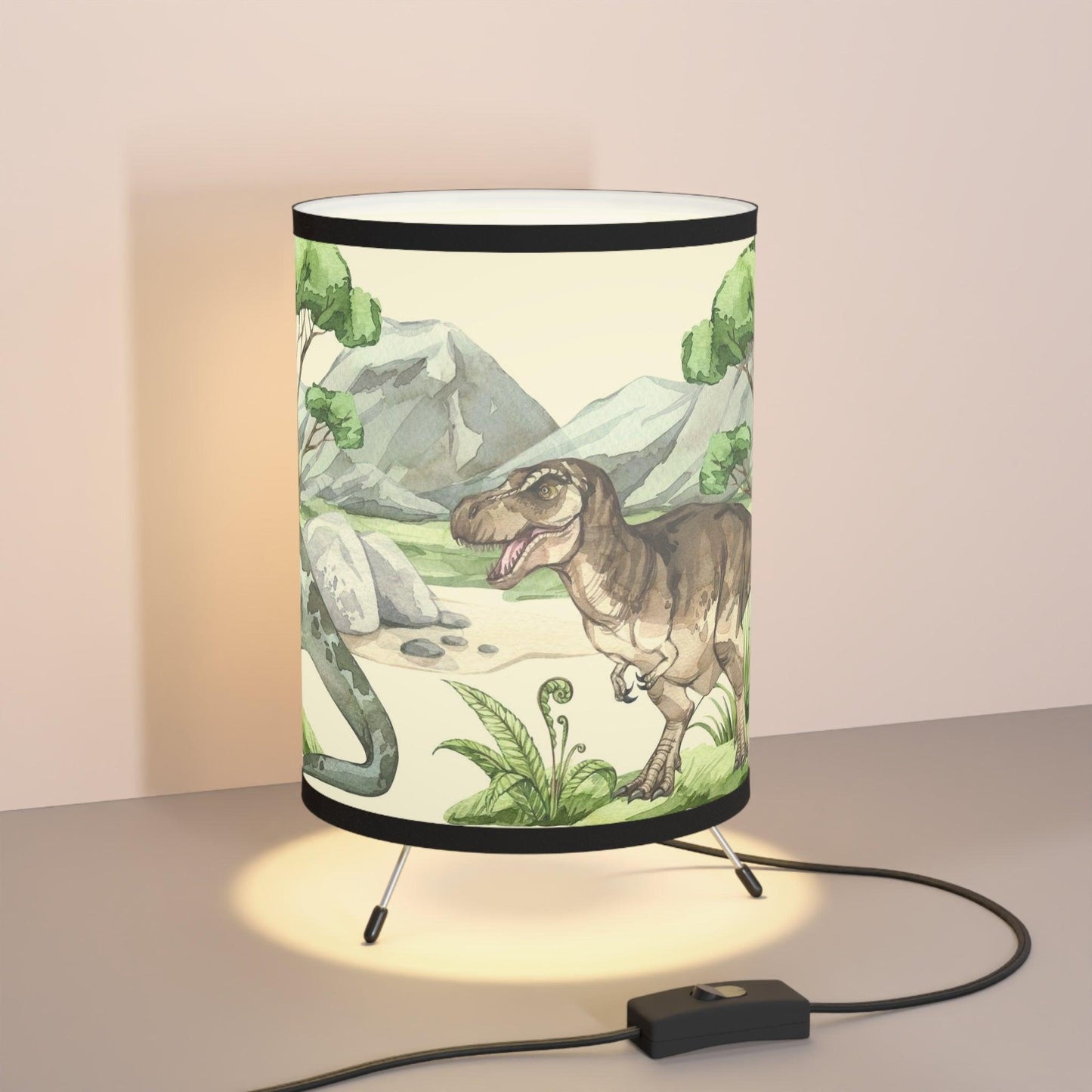 T-Rex vs Brontosaurus Tripod Lamp - Home Decor - Dino Room