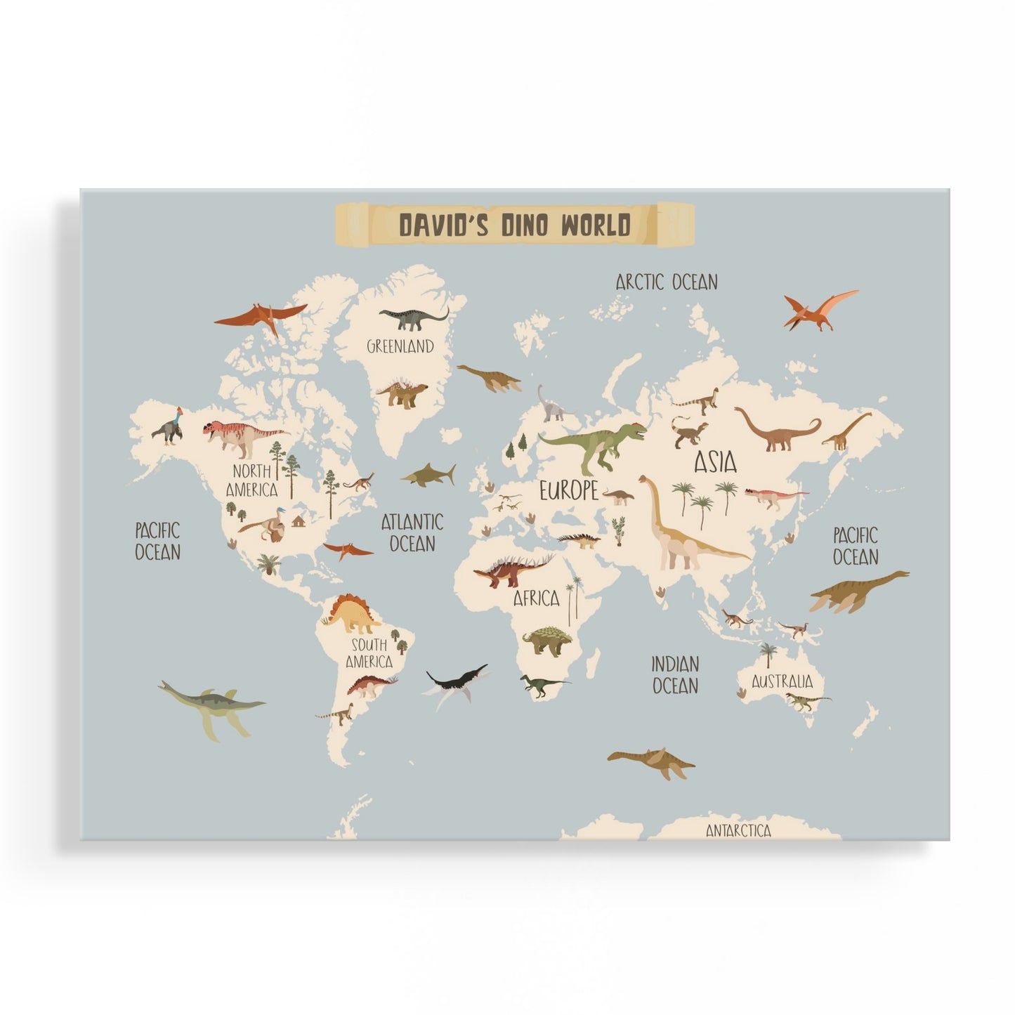 Personalized Dinosaur World Map