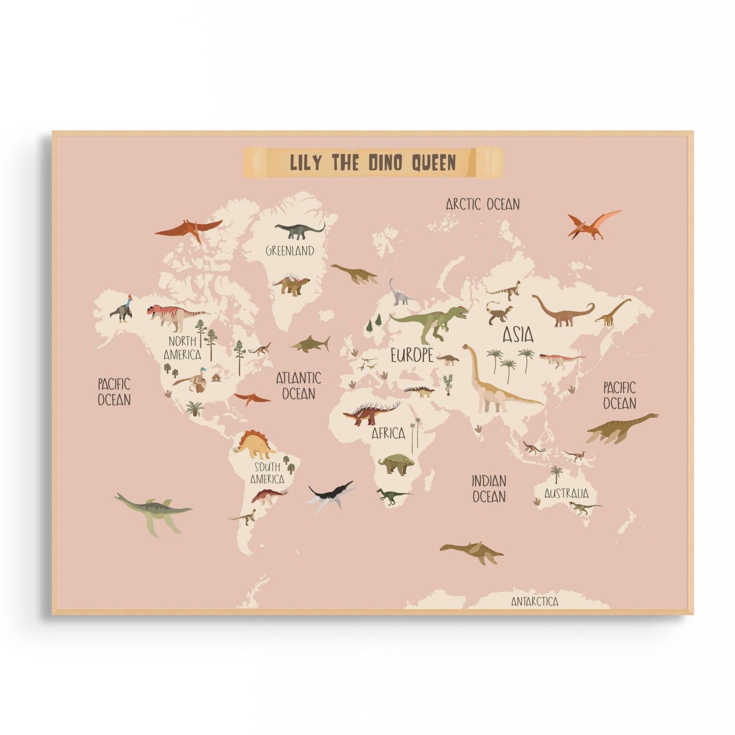 Personalized Dinosaur World Map