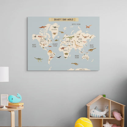 Personalized Dinosaur World Map