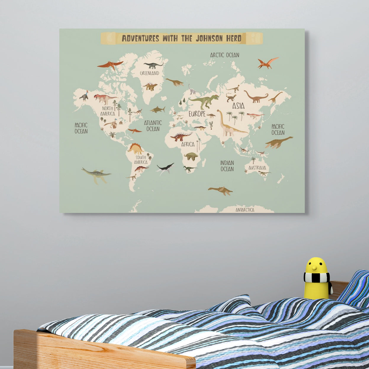 Personalized Dinosaur World Map