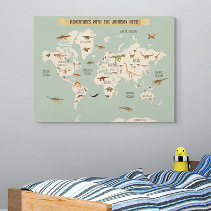 Personalized Dinosaur World Map