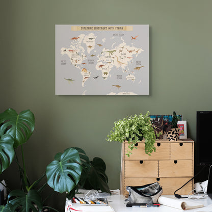Personalized Dinosaur World Map