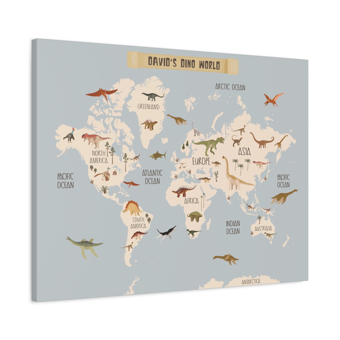 Personalized Dinosaur World Map