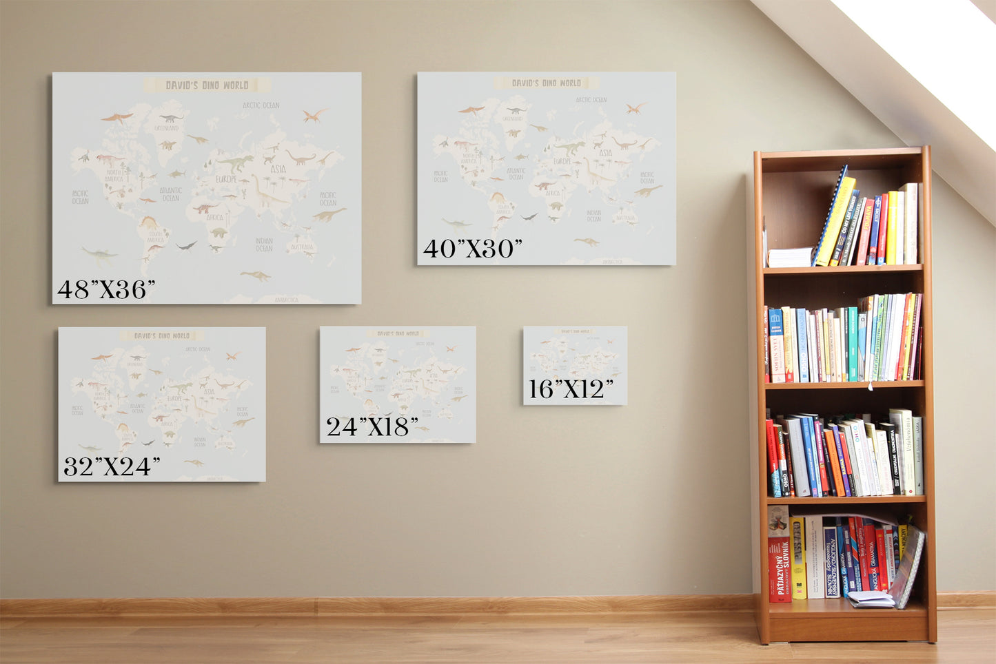 Personalized Dinosaur World Map