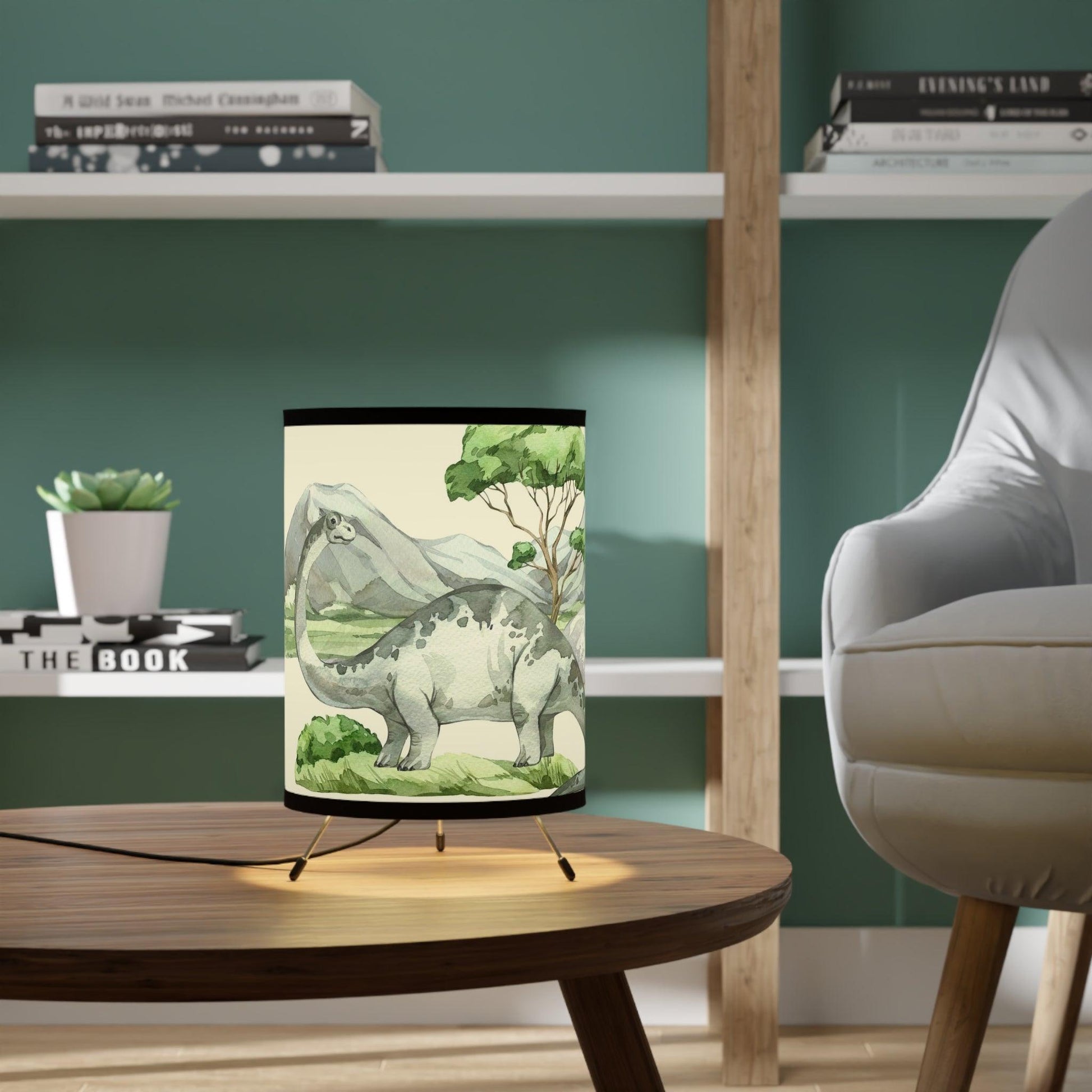 T-Rex vs Brontosaurus Tripod Lamp - Home Decor - Dino Room